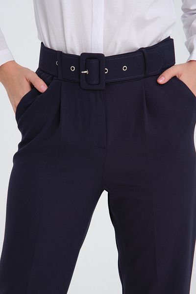 Özman Butik Clamp Detailed Belted Fabric Trousers