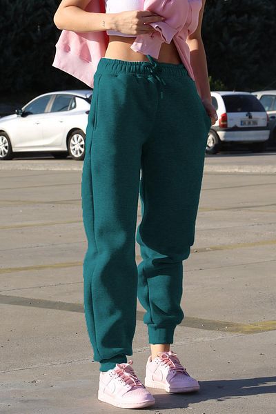 Madmext Pantaloni de sport de damă, albastru petrol, cu talie ridicată, MG1568