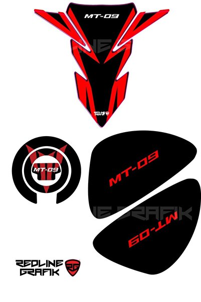 Redline Grafik Redlinegrafik MT-09 Uyumlu Tank Pad Seti Kırmızı