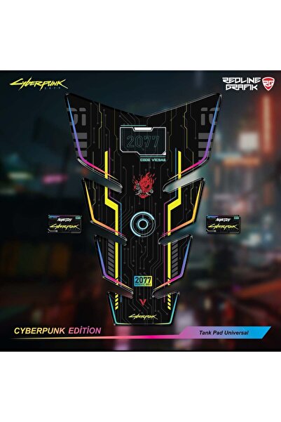 Redline Grafik Cyberpunk Tank Pad Motorsiklet Universal Özel Seri Special Edi...