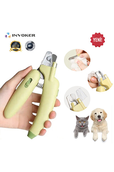 INVOKER Işıklı Kedi Köpek Tırnak Makası Pet Evcil Hayvanları UV Işınlı Törpülü Hazneli Bakteri Parazit Görme