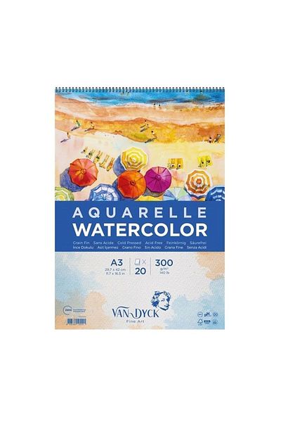 Van Dyck Vandyck Watercolor Block A3 300 Gr20 Yp Top Spiral Vd10012