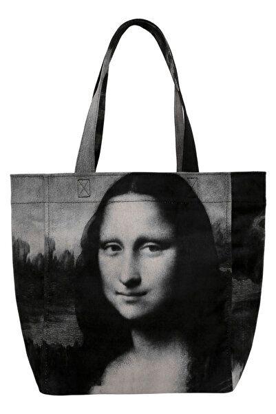 Dogo Women's Vegan Black Large Tote Bag - Mona Lisa BW Design