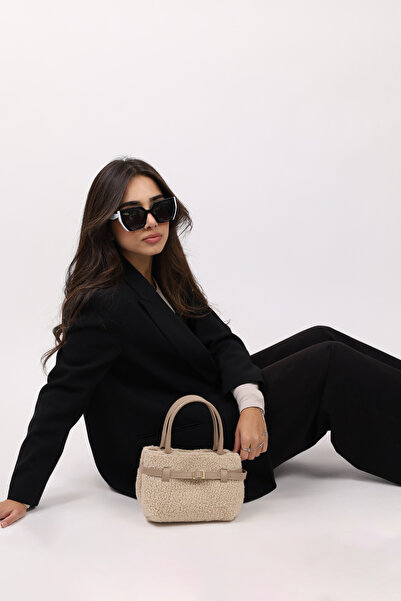 NOTHING Kate - Women's Hand Shoulder Bag with Mini Mink Plush Belt and Adjustable Strap