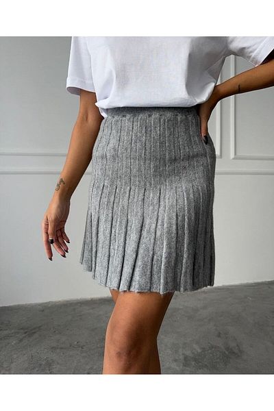 BE CHİC Women's Gray Knitwear Skirt