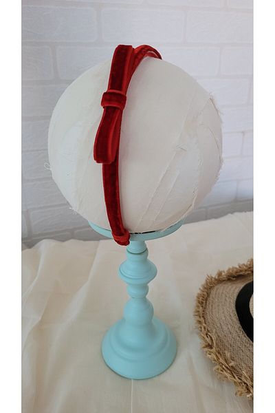 PÖTİLİKARE Red Velvet Bow - Children's and Young Girls' Crown