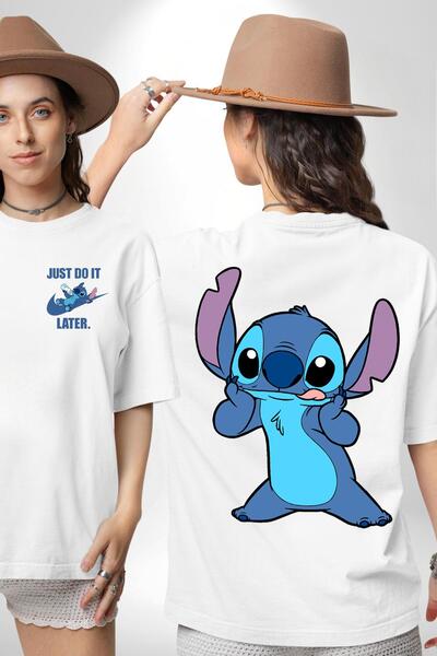 Angemiel Lilo and Stitch Смугастий фільм анімації білі великі жіночі чоловічі футболки з принтом на спині і на спині