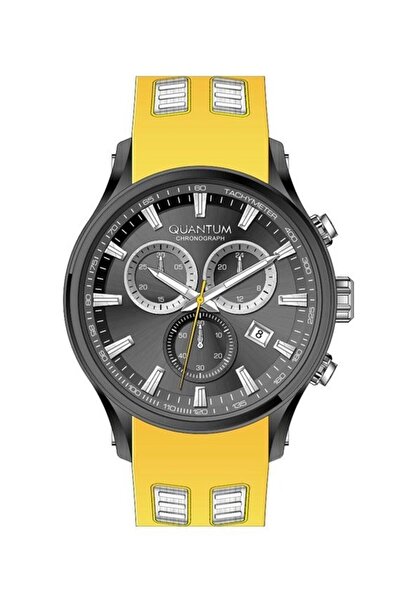Quantum Pwg1020.064 Quartz Silicone Yellow Black Dial 48mm Men's Watch