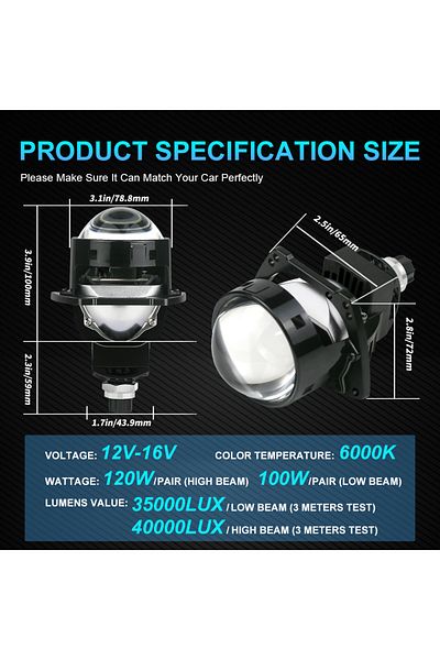Choice 2pcs 120W NLpearl 3.0inch Bi Led Projector Lenses Car Headlight 40000LM H4 H7 9005 9006 High Low Lig