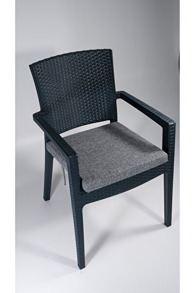 SOWSO Gri Sünger Sandalye Minderi 6 Adet Keten Kumaş 45*45 Cm