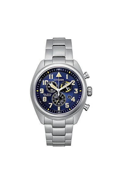 Citizen AT2480-81L Eco-Drive Gray Titanium Navy Blue Dial 43 mm Men's Wristwatch