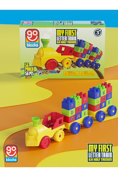 Go Toys مكعبات الذهاب 56 قطعة من ألعاب بناء قطار الحروف الأولية - ميجا بلوك