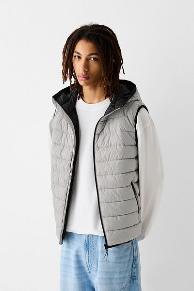 Bershka Lightweight puffer gilet with hood