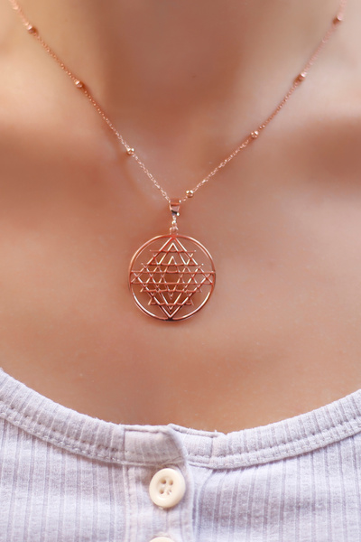 MySilvers Sri Yantra Kolyesi Kadın Rose