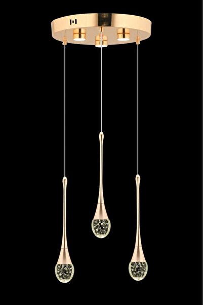 İstanbul Avize İstanbul Avize Mercure 3'lü Gold Led Modern Lüx Ledli Avize