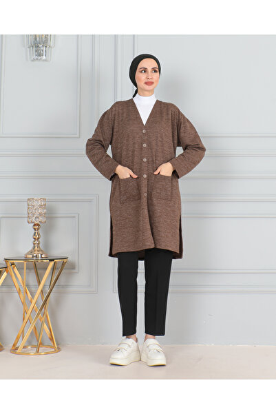 nacar çarşı Жіночий довгий светр з тонкими ґудзиками та кишенями до Дня матері