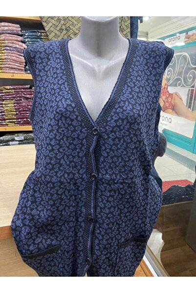 TCR Kadın Cepli Düğmeli Desenli Yelek