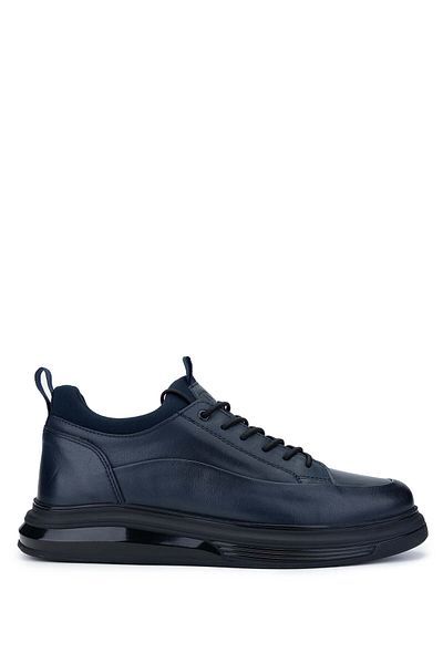 Tamer Tanca Men's Genuine Leather Navy Blue Sneakers & Sports Shoes