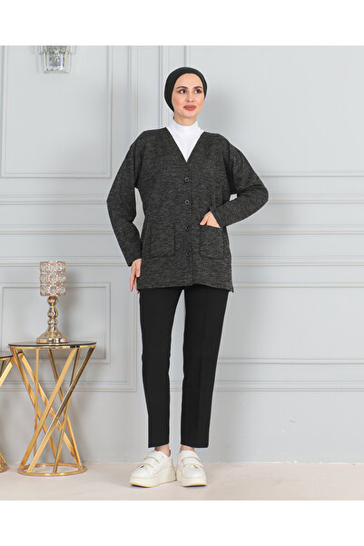 nacar çarşı Kadın Anne KISA Ince Düğmeli Cepli Penye hırka Anneler Günü