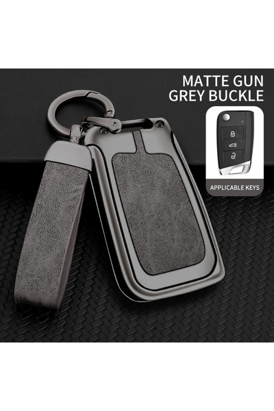 choice2 غطاء مفتاح سيارة جلد معدني رمادي لسيارة Volkswagen VW Polo Golf 7 7 T...