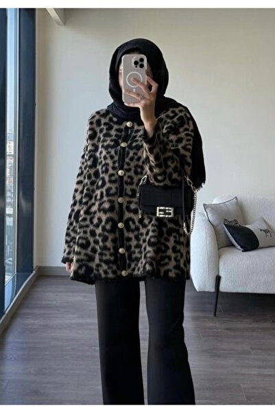 Butik Leopar Triko Hırka