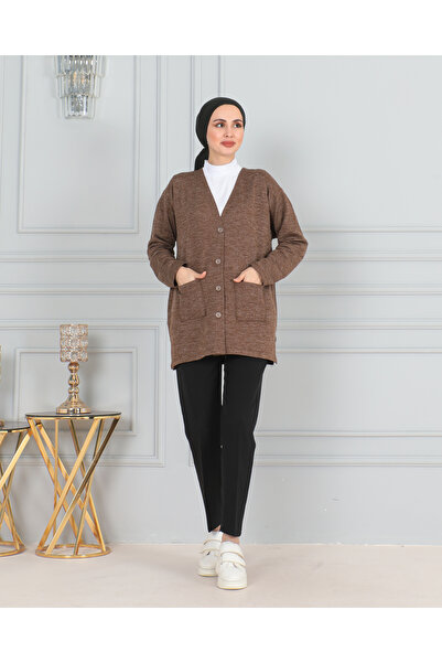 nacar çarşı Women's Mother Short Thin Buttoned Pocket Combed Cotton Cardigan ...