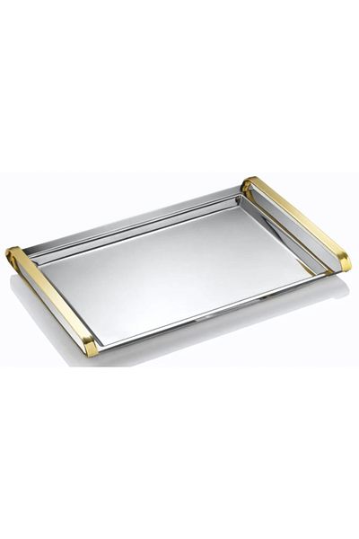 ÖzSa Home Tiamo Xlarge Premium - 18/10 Stainless Steel, Handled Presentation Tray, Engagement and Tea Serving