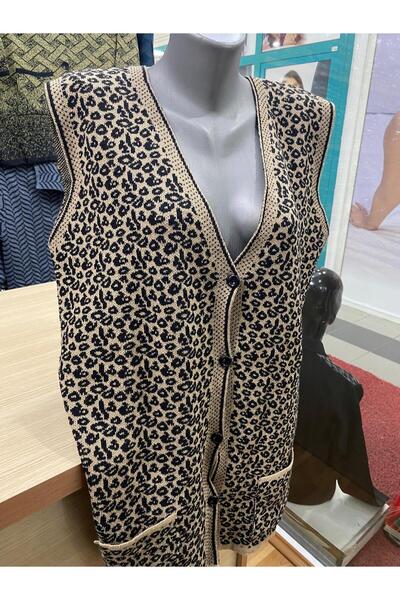 TCR Kadın Cepli Düğmeli Desenli Yelek