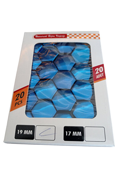 doğruluk galvano universal düz bijon kapağı 17mm parlak mavi 20'li set