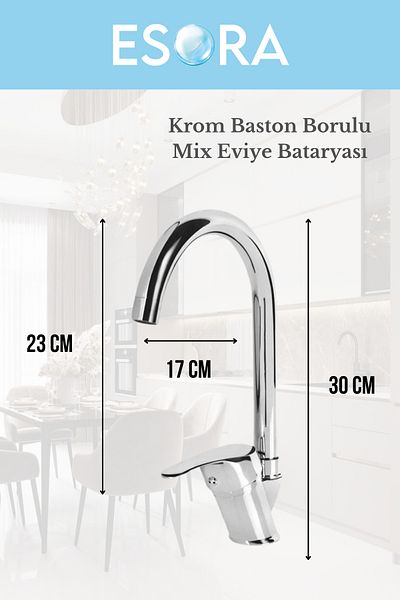 ESORA Modern Chrome Plated Dual Function Kitchen Sink Faucet with Cane Spout