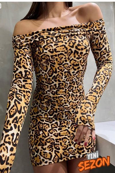 Kokosh moda Rochie de damă cu guler mini batistă cu model leopard Madonna