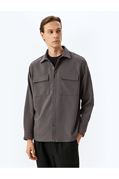 Koton Anthracite Men's Shirt 5Wam60145Hw