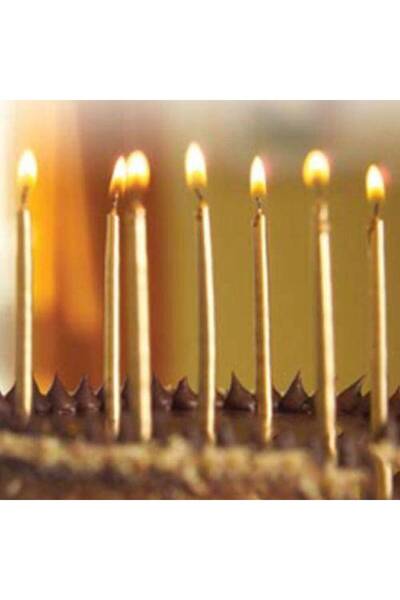 Parti Dükkanım Gold Uzun Pasta Mumu 18 cm 6 lı