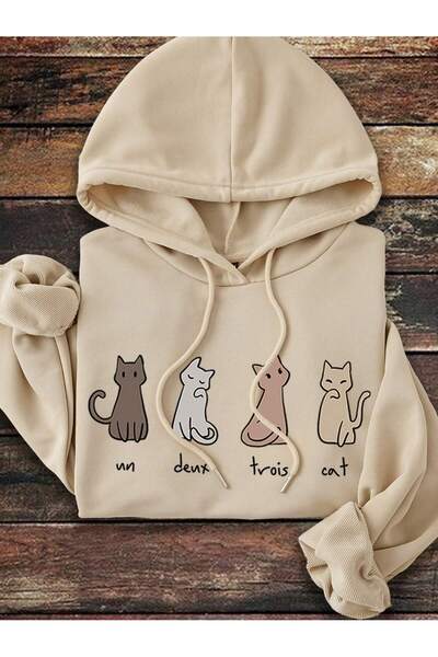 DAXİS Sportwear Company Kadın Baskılı Kapüşonlu Sweatshirt