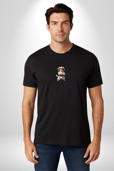 Angemiel Cavailer King Charles Spaniel - Black Oversize T-Shirt, Men and Women, Minimal Printed