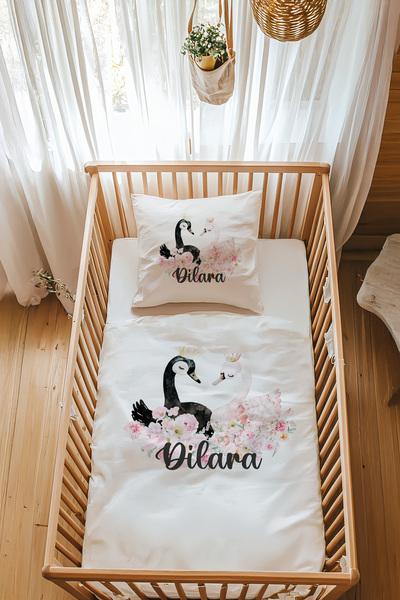 Astral Baby %100 Pamuk Saten Isme Özel Isimli Park Yatak Nevresim Takımı (70X...