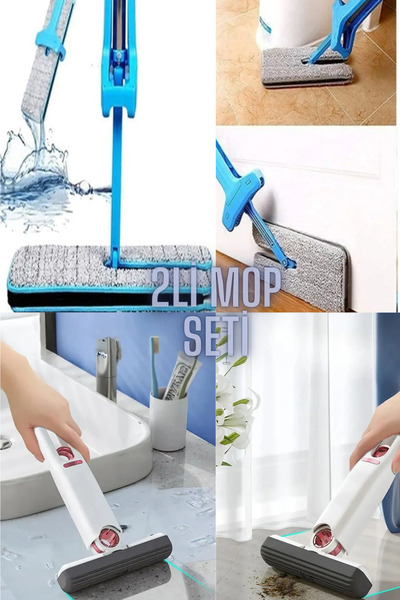 Uniquem 2'li Sıkmalı Temizlik Seti Büyük Boy ve Küçük Boy Mop Seti