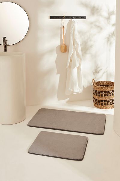 Karaca Home Feather 2 τεμαχίων Χαλάκι μπάνιου Anthracite