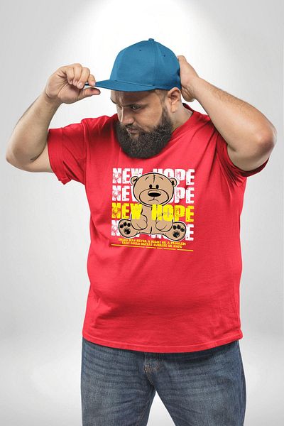 Angemiel تي شيرت New Hope Red كبير الحجم للرجال والنساء للجنسين - موديل أساسي مطبوع من الأمام