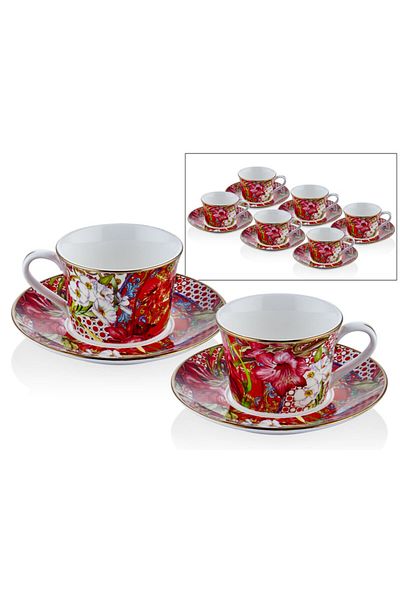LAMEDORE Lilyum Pattern 6-Piece Teacup Set