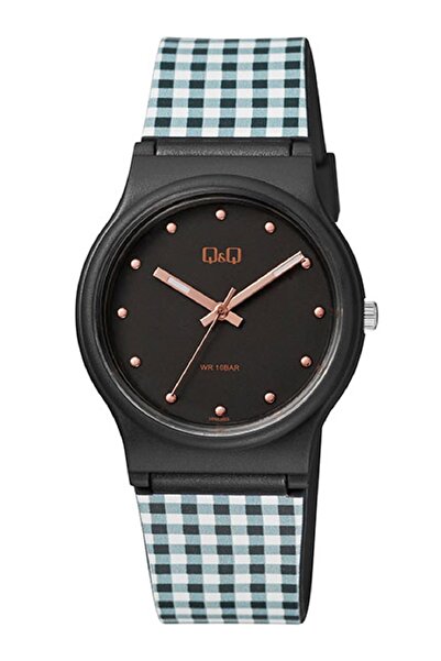 Q&Q Gingham Patterned Waterproof Children's Wristwatch with Silicone Cord