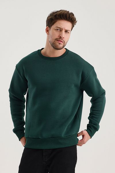 COMBİNE MİCHAİL Ανδρικό φούτερ με σκούρο πράσινο Crew Neck Oversize Raster Basic