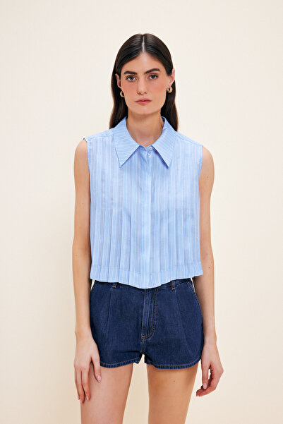 Love My Body Moda Tutkusu Çizgili Kolsuz Gömlek