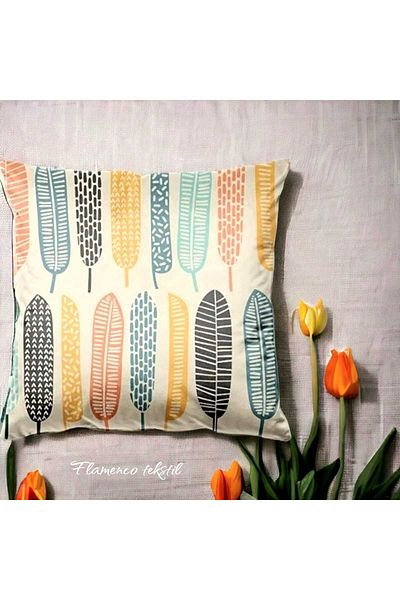 FLAMENCO TEKSTİL Tropical Patterned Double Printed Dirty Case - Set of 4