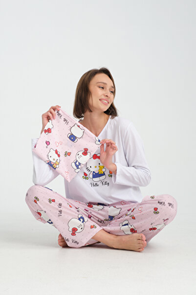 Rasabeauty طقم بيجامة قطن ممشط مطبوع بأكمام طويلة سوبر سوفت