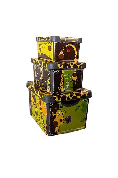 QUTU Style Box Giraffe μοτίβο 3 τεμαχίων Διακοσμητικό Σετ κουτί αποθήκευσης