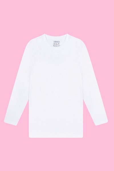 Arma Yıldız 2 Pack Girl's Long Sleeve Undershirt T-Shirt White Badi 100% Cotton