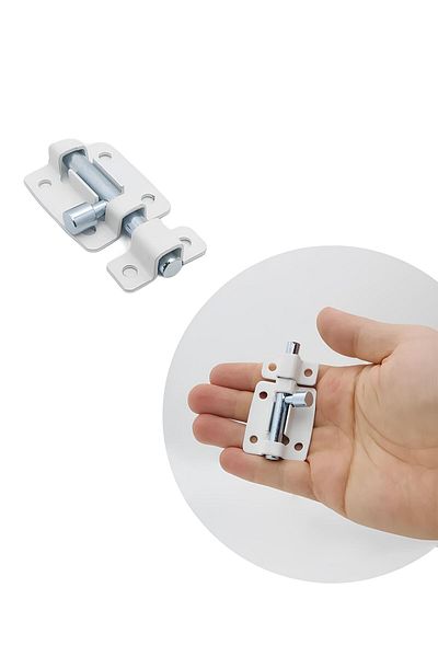 Badem10 25X40 mm White Mavzer Small Metal Door Latch - Safety Lock
