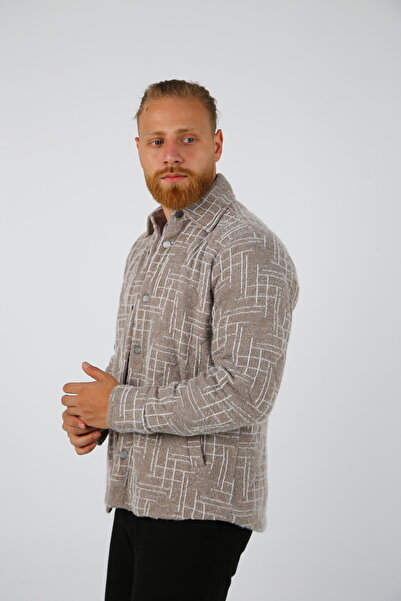 DAKSEL Ανδρικό παλτό με μοτίβο βιζόν BRG