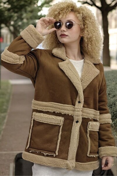 yagmurberen İÇİ KOMPLE YUMUŞAK PELUŞ RAHAT KALIP CEPLİ SÜET KABAN MONT